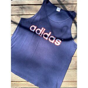Vtg 80s Adidas Tank Top Navy Blue Single Stitch Sleeveless Scoop Neck Sz M